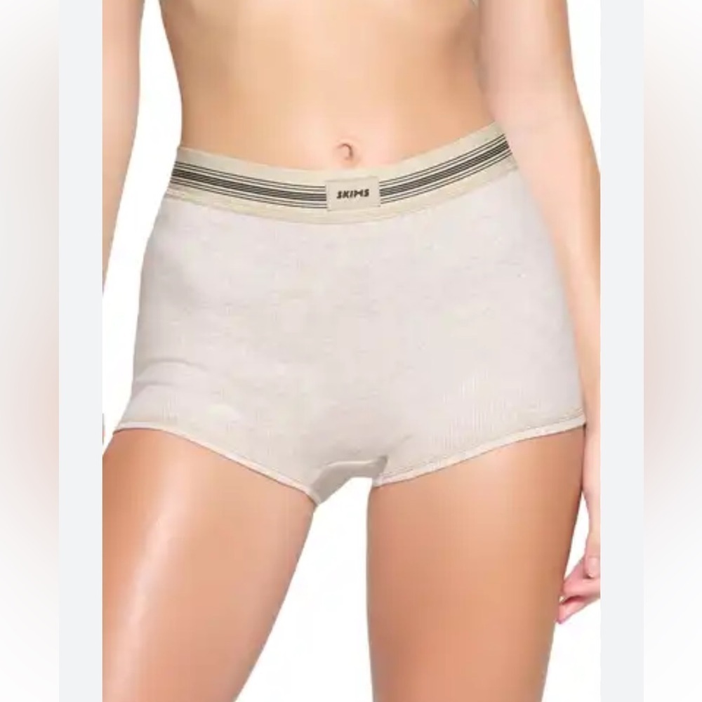 NWOT SKIMS Cotton Rib Boy Short 4X Cream High Rise Soft Lounge